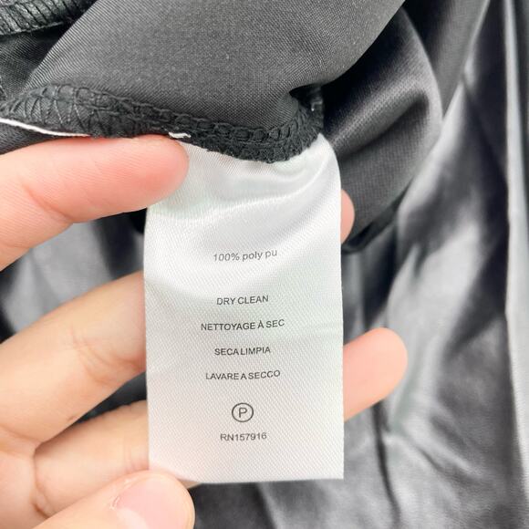 H Halston Faux Leather Pants Women Small Straight Leg Corporate Goth Grunge - Picture 7 of 9